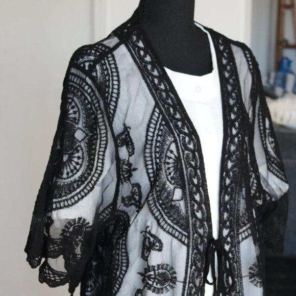 Sheer lace duster/ cover up - Picture 1 of 5